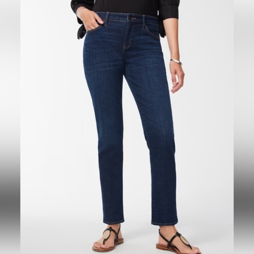 Chico’s sz 8P dark blue So Slimming Girlfriend Slim Leg Ankle Crop stretch jeans